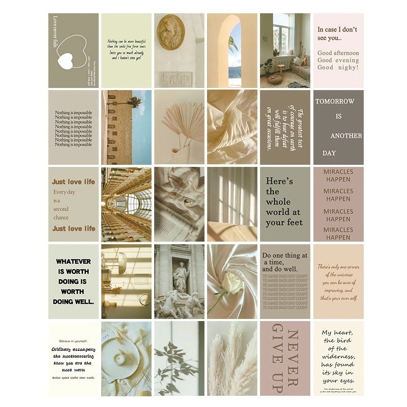 minimalist coquette aesthetic wall collage cards set roomtery