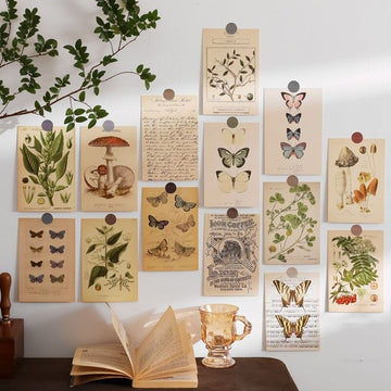 vintage cottagecore aesthetic botanical postcard set wall decor roomtery