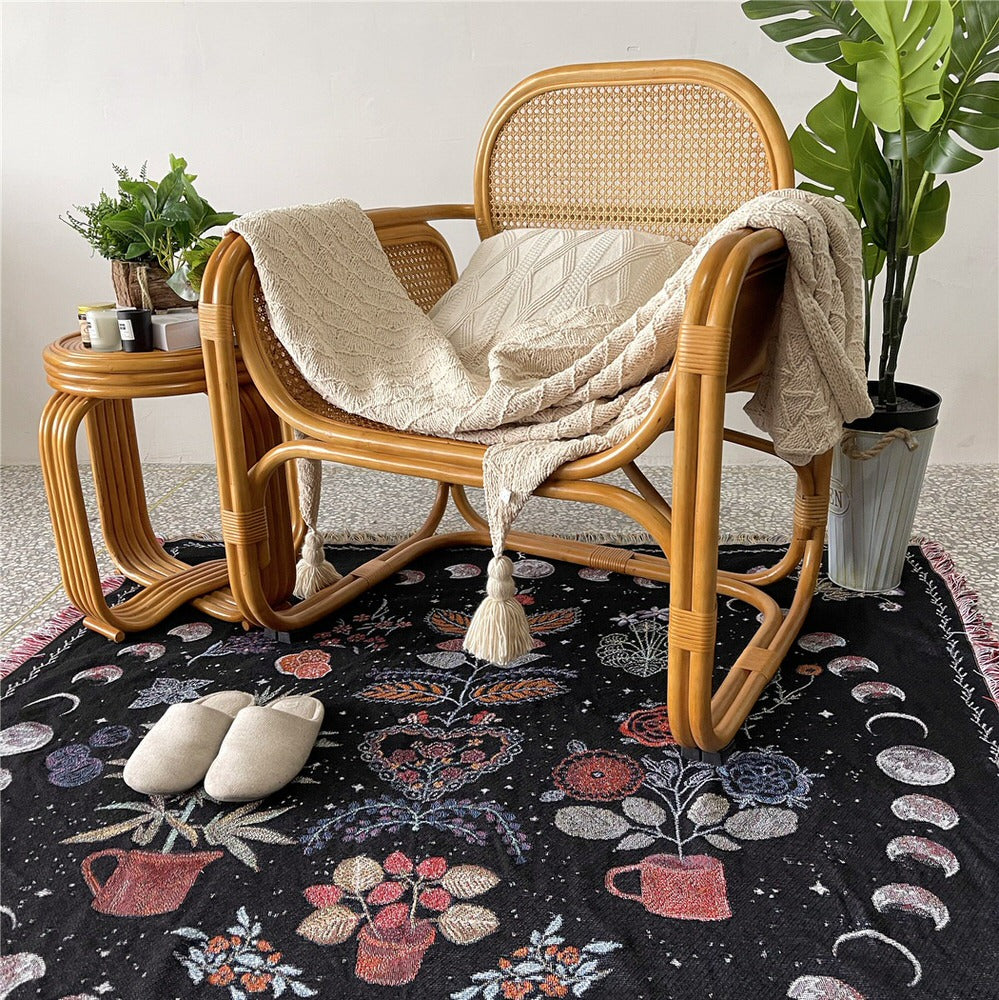 woven knitted throw blanket cottagecore aesthetic room floral mystery print roomtery
