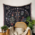 woven knitted throw blanket cottagecore aesthetic room floral mystery print roomtery
