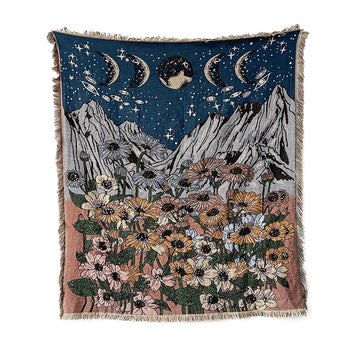 Mountain Flowers Woven Throw Blanket