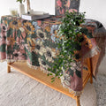 woven knitted aesthetic throw blanket mountains moon phases flowers print cottagecore room roomtery