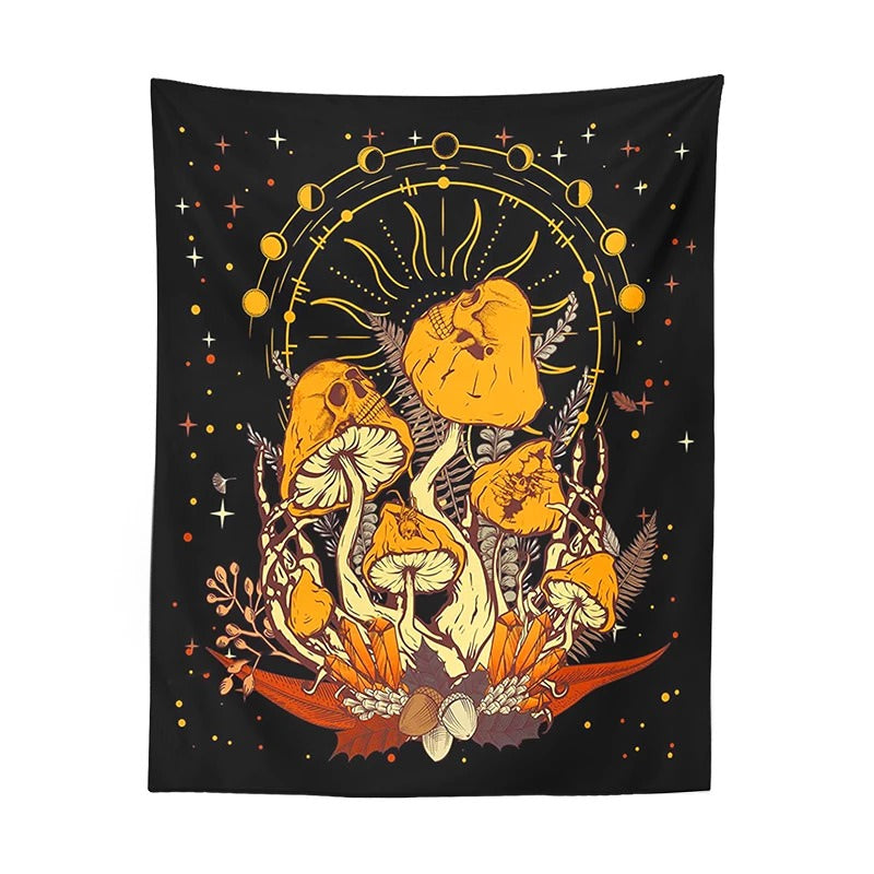 halloween mushroom orange color wall decor aesthetic tapestry roomtery