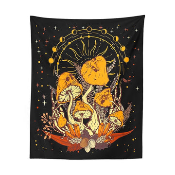 Crazy Halloween Mushrooms Tapestry