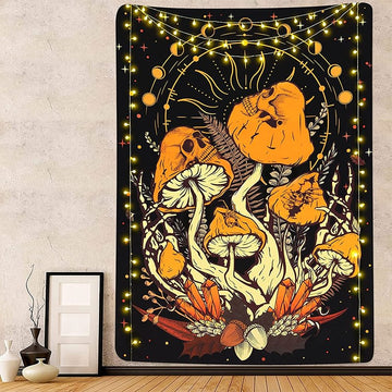 Crazy Halloween Mushrooms Tapestry
