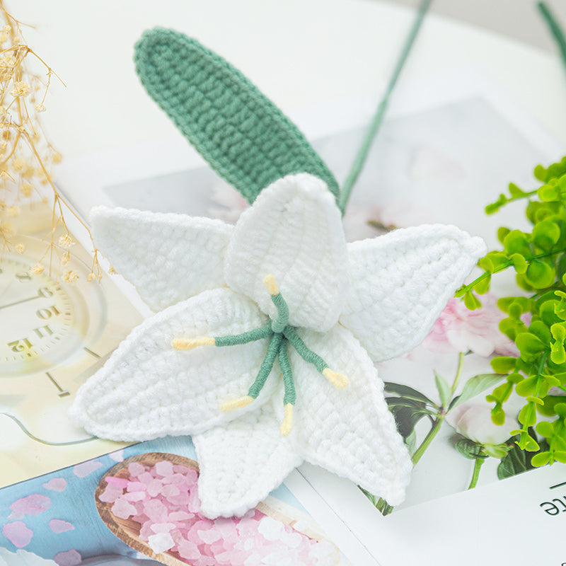 crochet lily flower artificial bouquet aesthetic decor roomtery