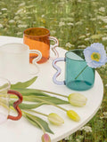 danish pastel aesthetic wavy pastel glass cup wavy handle mug roomtery