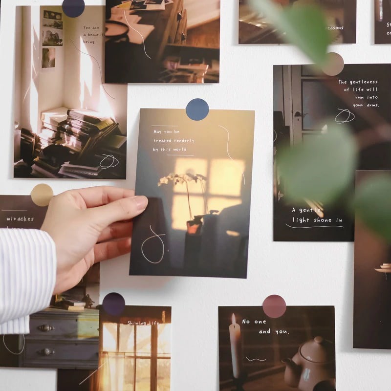 dark academia aesthetic wall collage cards set roomtery