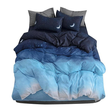 deep blue sky moon starry night aesthetic bedding set duvet cover set roomtery