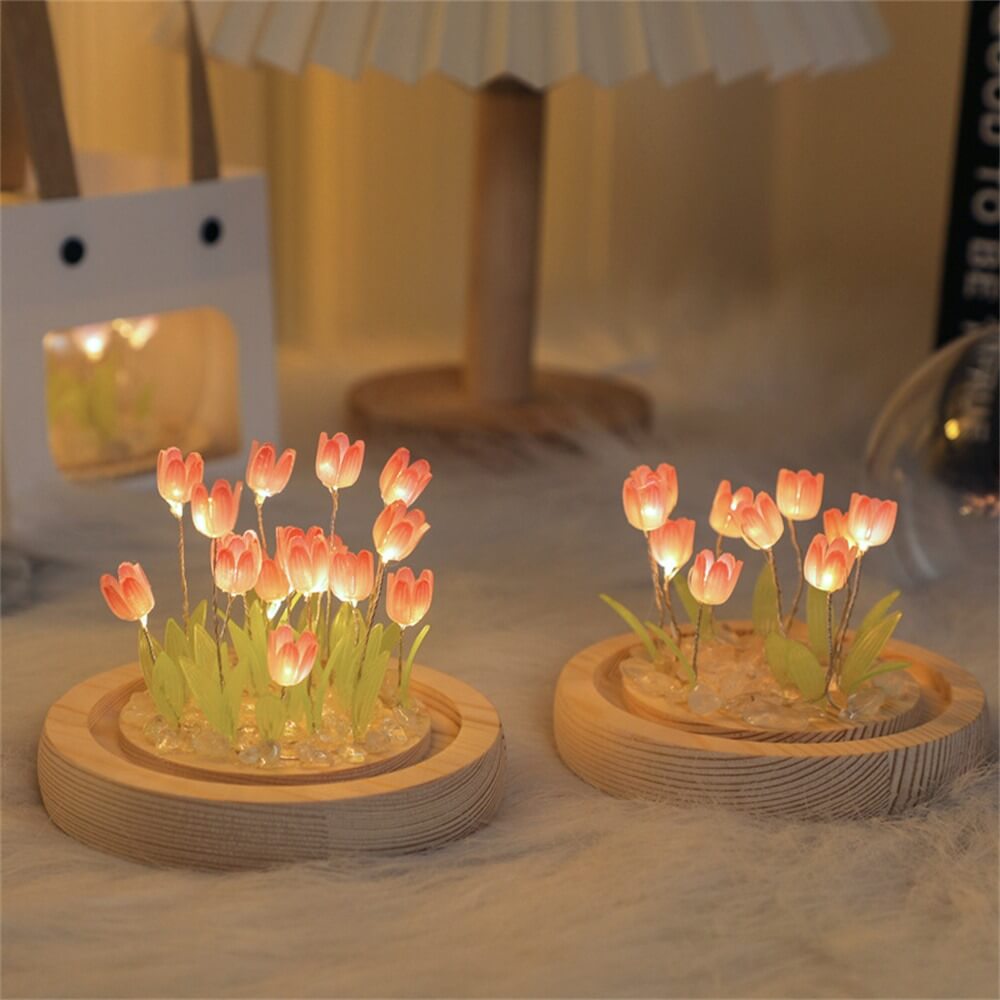 diy handmade gift mini led tulips globe night light roomtery