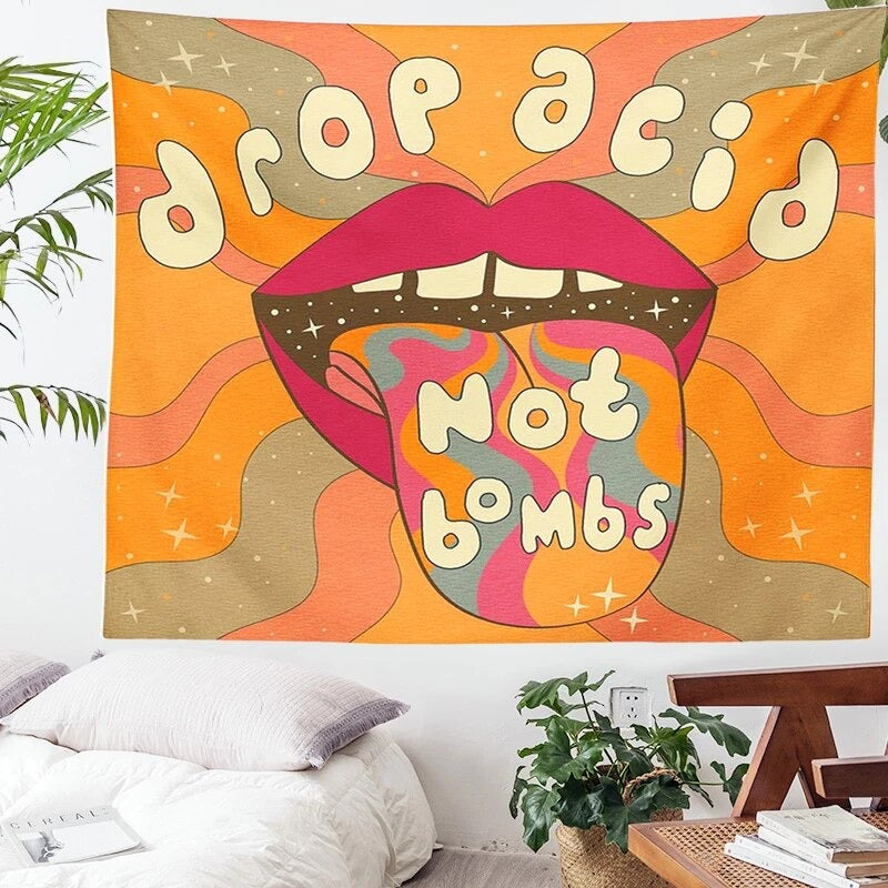 drop acid not bombs indie room aesthetic wall decor tapestry roomtery