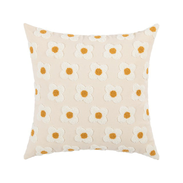 little daisy flowers colorful embroidered daisy flowers decorative pillow cushion cover with tufts aesthetic bedding roomtery