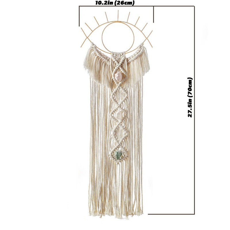 boho aesthetic decor eye shaped macrame wall hanging roomtery