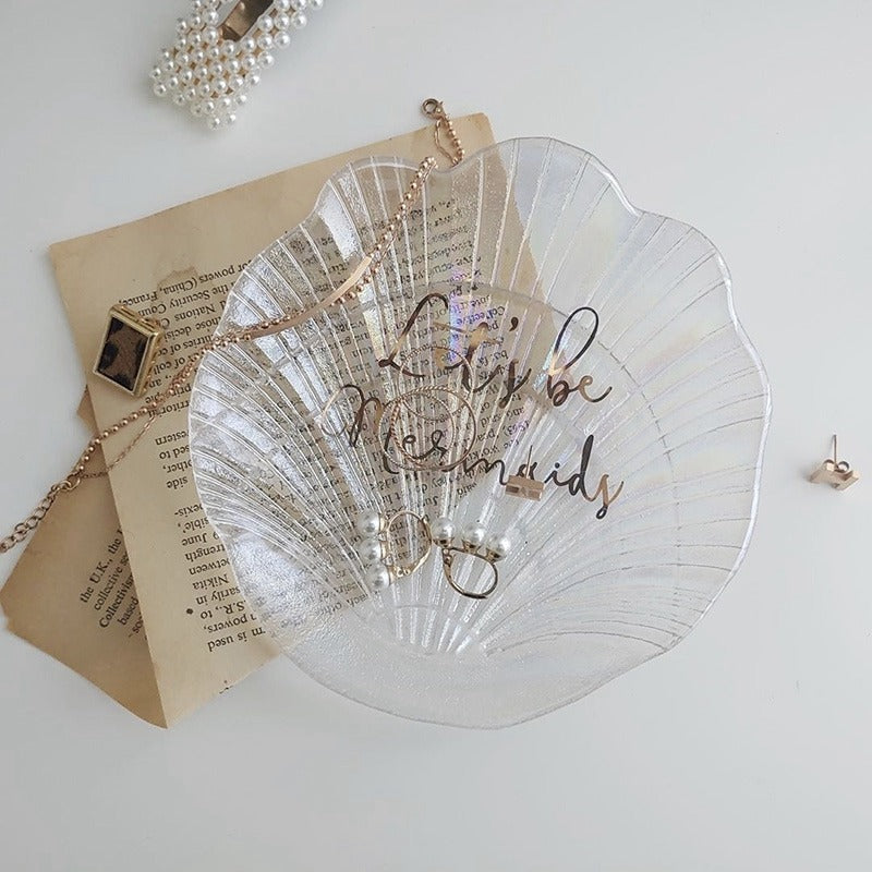 aesthetic room glass shell shaped jewelry tray organizer roomtery