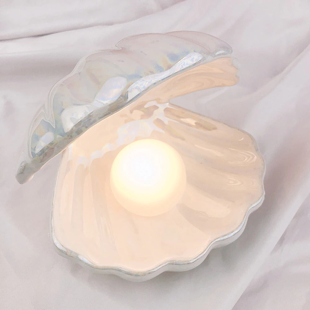 cute clam shell shaped ceramic night light lamp aesthetic room decor
