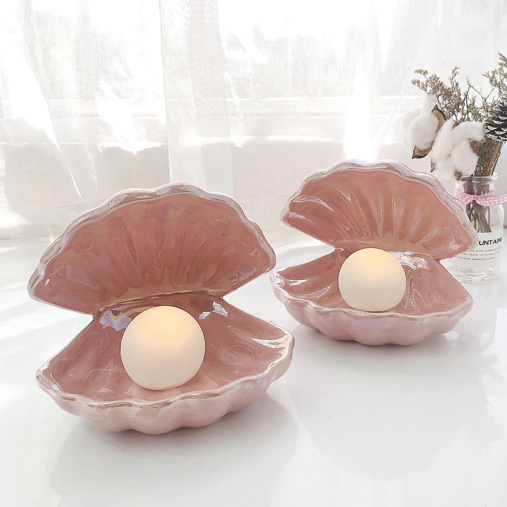 cute clam shell shaped ceramic night light lamp aesthetic room decor