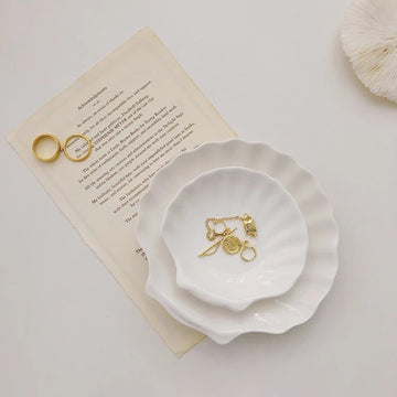 White Ceramic Shell Jewelry Tray