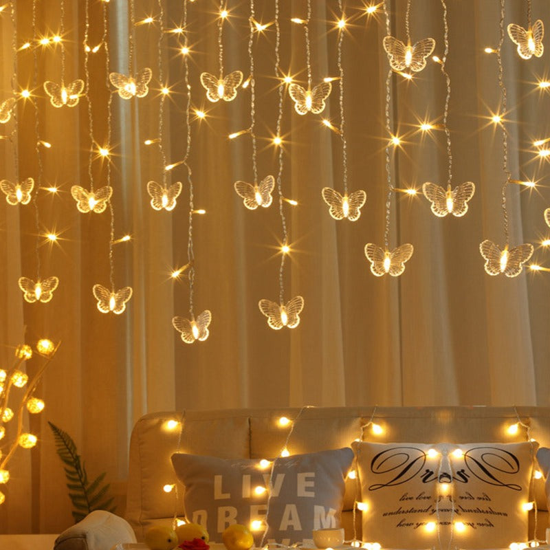 purple light fairy aesthetic room butterfly string light roomtery