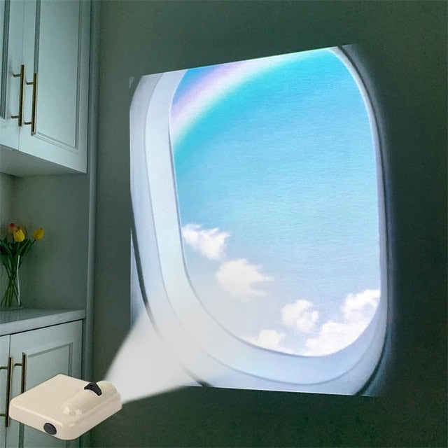 lo fi fake window night lamp mini projector aesthetic 5 in 1 projection lamp