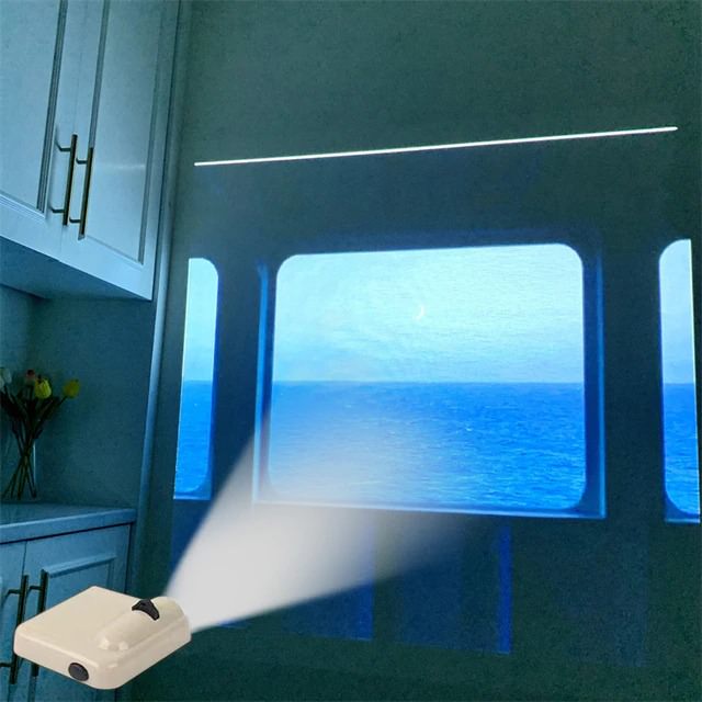 lo fi fake window night lamp mini projector aesthetic 5 in 1 projection lamp