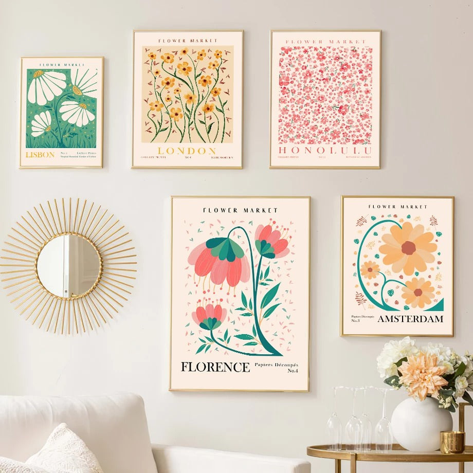 paint art flowers wall poster flower market canvas wall art roomtery