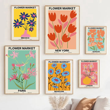 flower market gallery wall canvas wall art aesthetic posters roomtery