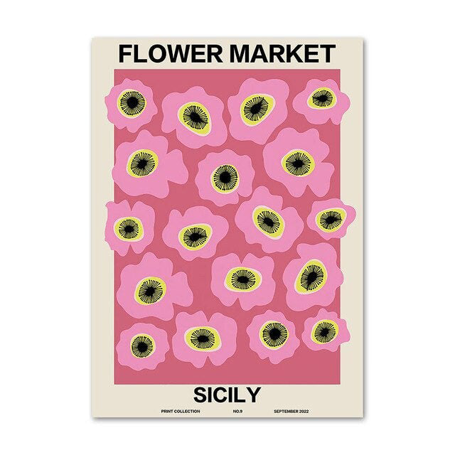 flower market gallery wall canvas wall art aesthetic posters roomtery