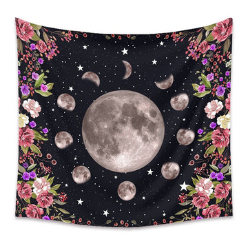 Full Moon Flowers Tapestry