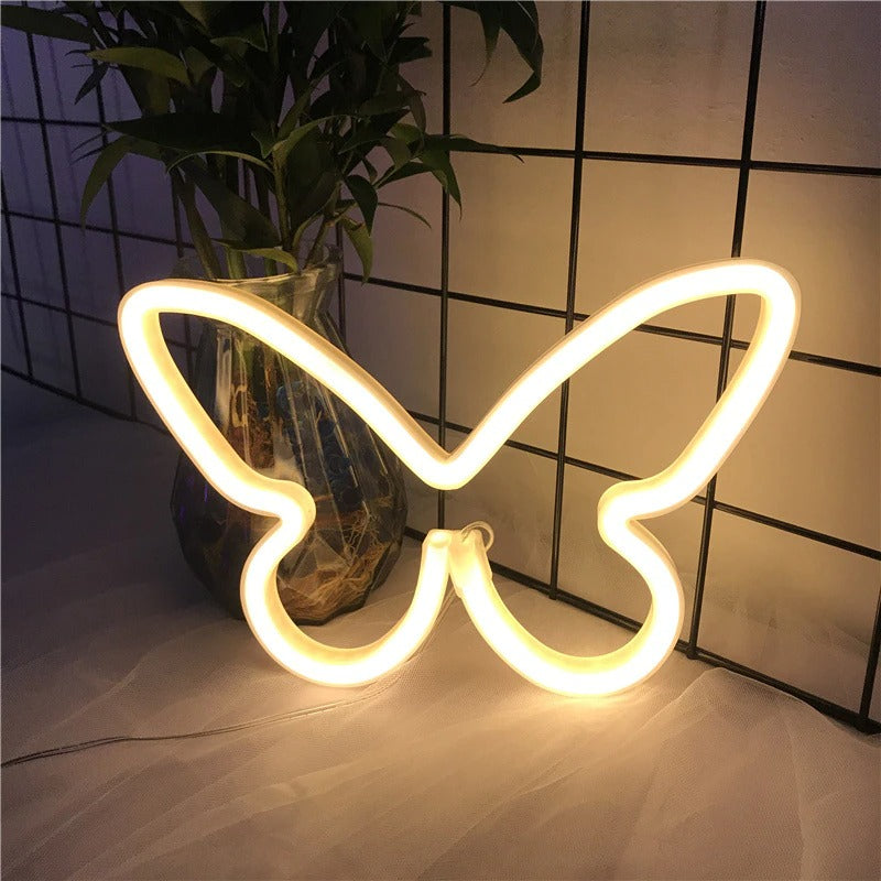 game room decor wall pink neon sign butterfly shaped egirl aesthetic roomtery
