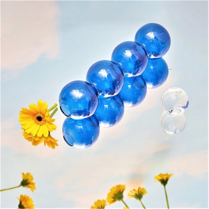 colored glass bubble vase danish pastel aesthetic blowed glass aesthetic table vase roomtery