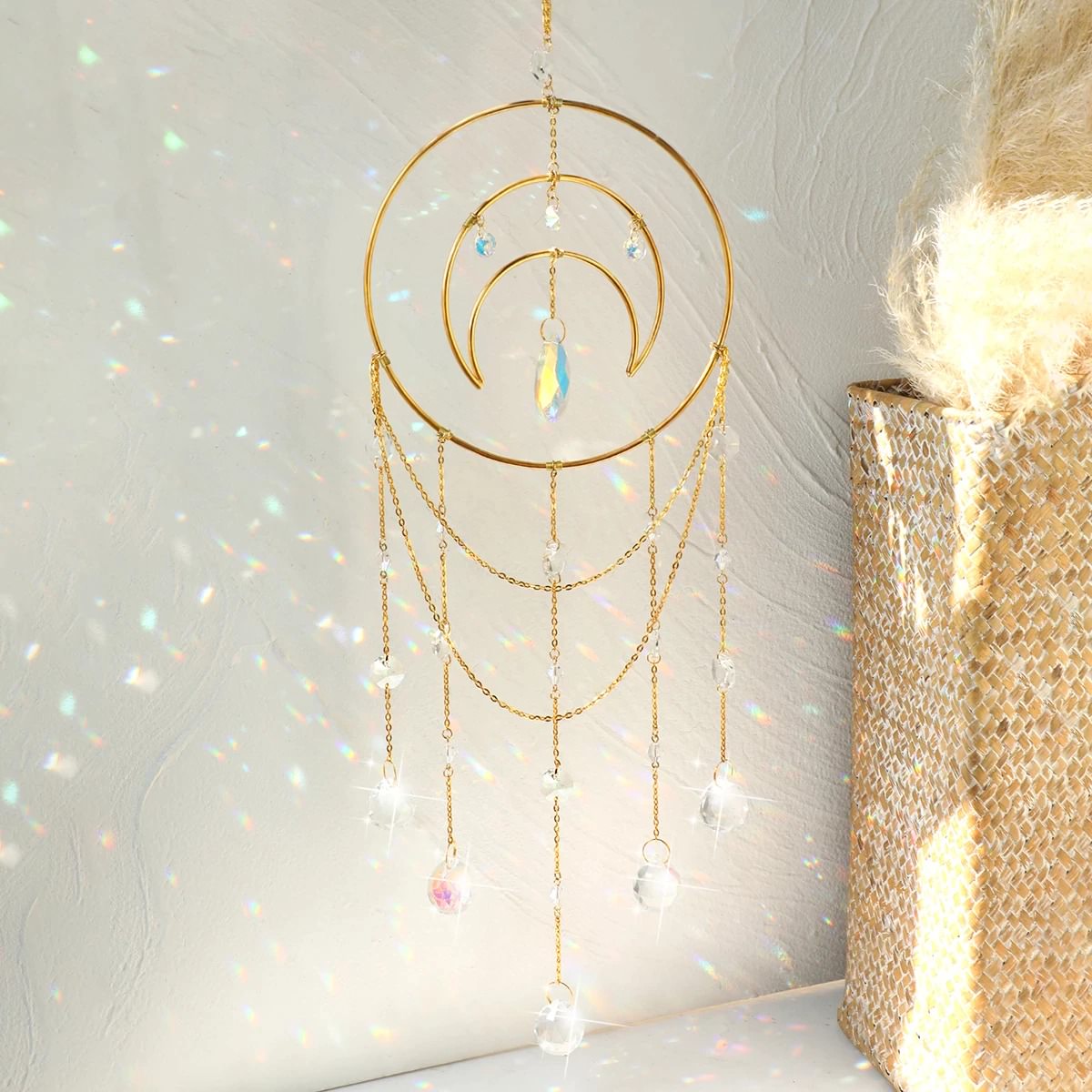 New! Moon and Star Crystal Sun Catcher: Inspirational art for your window