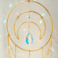 golden metal frame moon shaped suncatcher light catcher aesthetic fairycore wall hanging decor roomtery