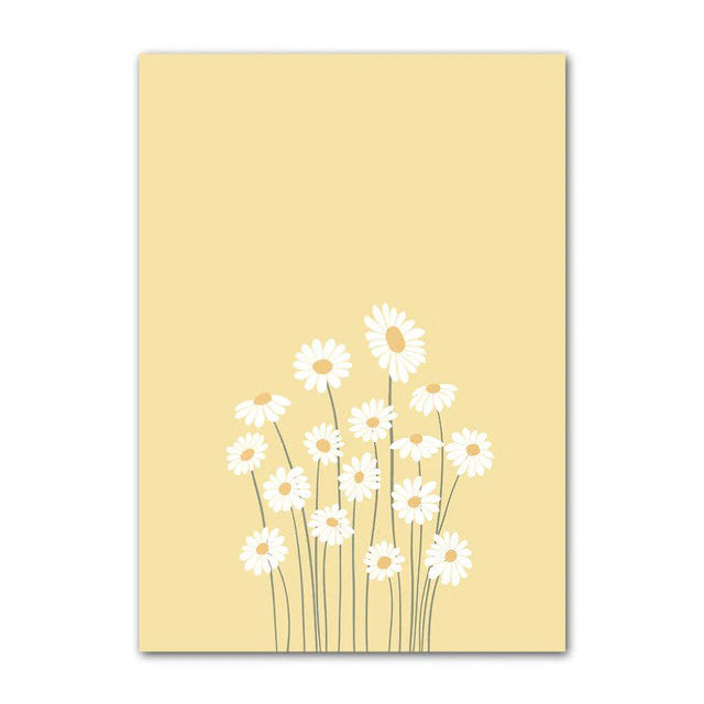 yellow flowers pastel golden floral print aesthetic wall art print roomtery