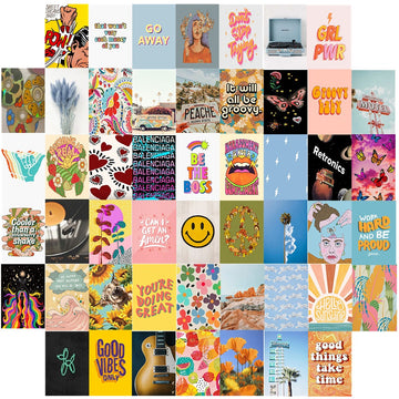 indie room aesthetic wall card collage decor roomtery