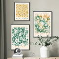 green leaves and flowers painted wall art prints aesthetic canvas posters roomtery