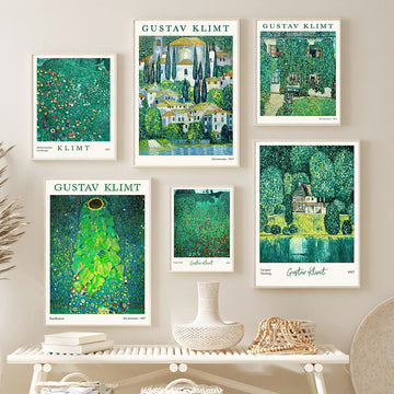 Klimt Green Art Hoe Canvas Posters