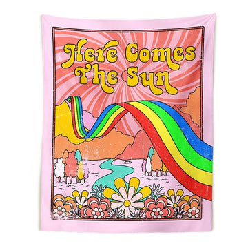 indie aesthetic wall decor tapestry rainbow flowers print roomtery
