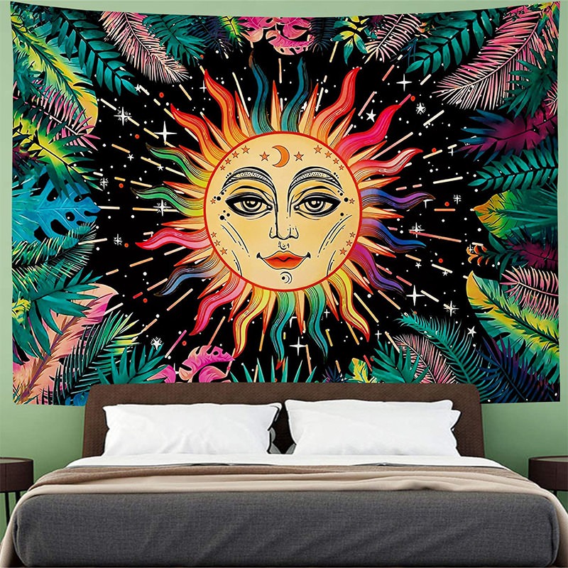 indian sun moon tropics aesthetic wall hanging tapestry art print roomtery