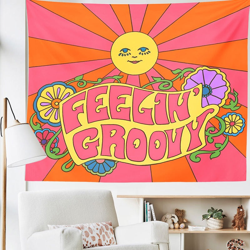indie room aesthetic decor tapestry feeling groovy print roomtery