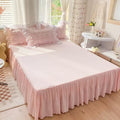 kawaii aesthetic korean riibed ruffle bedding set roomtery