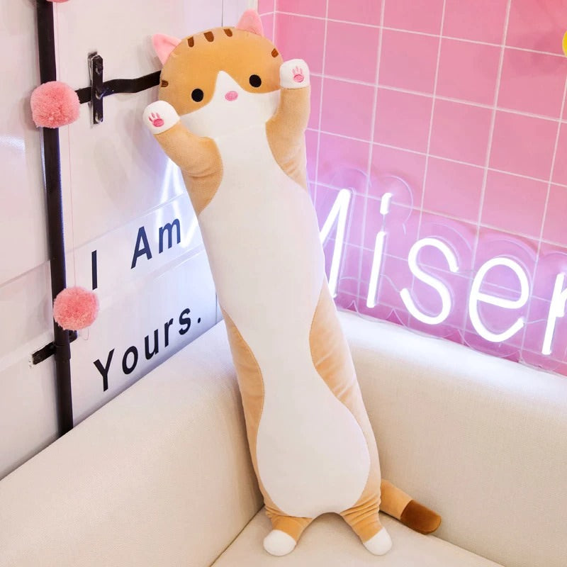 long sausage cat kawaii cute cat plushie pillow aesthetic decor roomtery