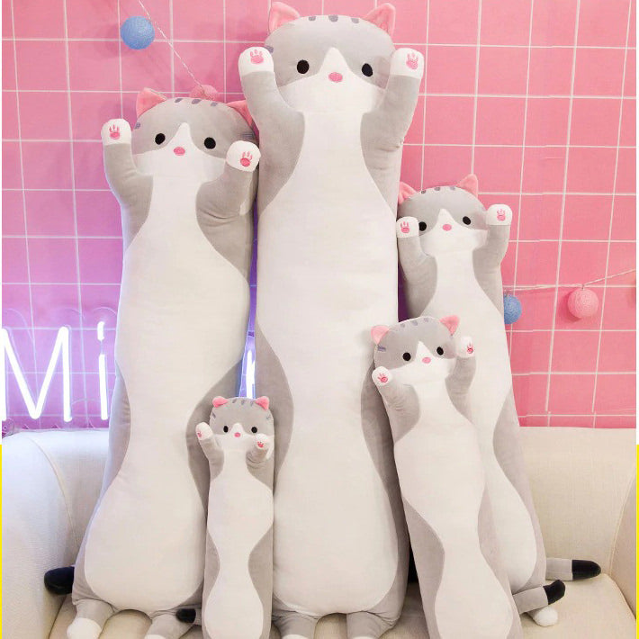 long sausage cat kawaii cute cat plushie pillow aesthetic decor roomtery
