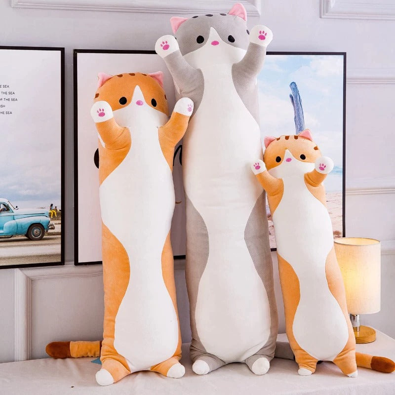 long sausage cat kawaii cute cat plushie pillow aesthetic decor roomtery