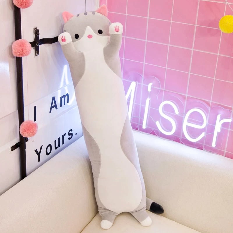 long sausage cat kawaii cute cat plushie pillow aesthetic decor roomtery