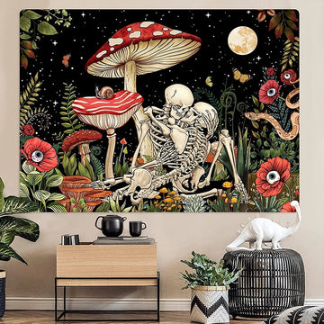 Love in Mushroom Forest Tapestry