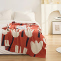 modern art tulip print knitted cotton throw blanket sofa cover room decor roomtery