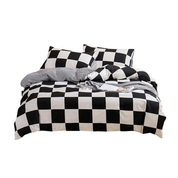 Large Black & White Check Bedding Set