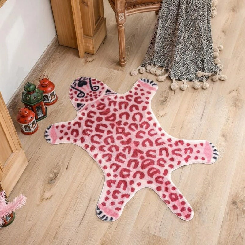 pink spotted leopard shape accent bedside rug aesthetic danish pastel roomtery
