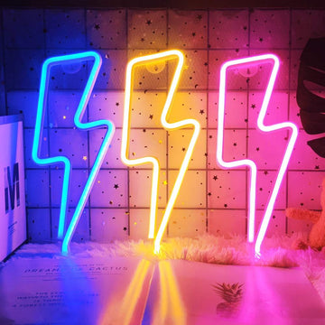 lighting bolt flash neon sign egirl aesthetic room decor roomtery