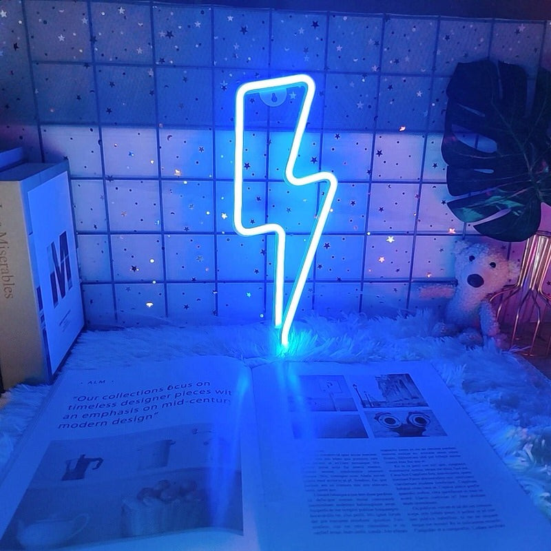 lighting bolt flash neon sign egirl aesthetic room decor roomtery